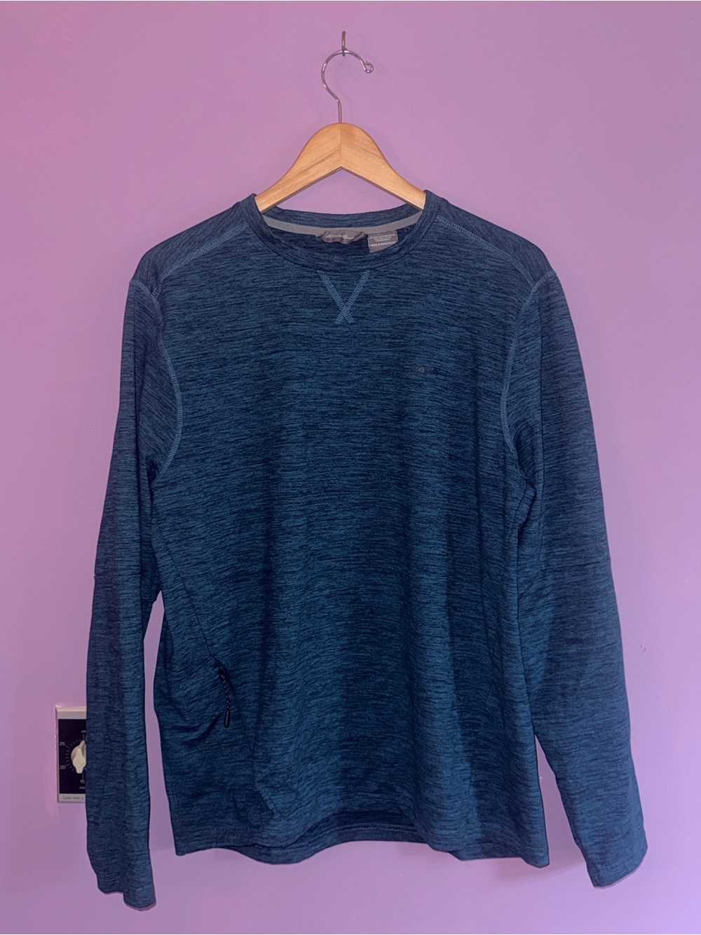 Men's Crewneck Long-Sleeve Sweater in Heathered Navy